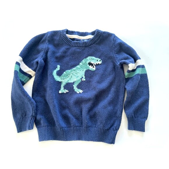 Janie and Jack The Striped Dino Sweater Navy Green Boy's Size 3 - Picture 1 of 6